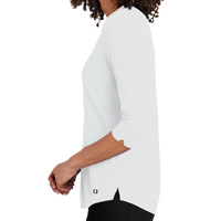 OGIO Women's Jewel Henley, Bright White, Left Sleeve view