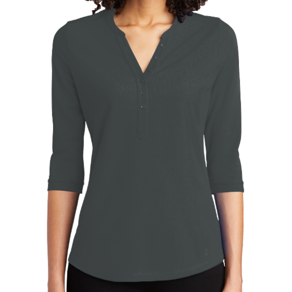 OGIO Women's Jewel Henley, Diesel Grey, Front view