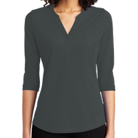 OGIO Women's Jewel Henley, Diesel Grey, Front view