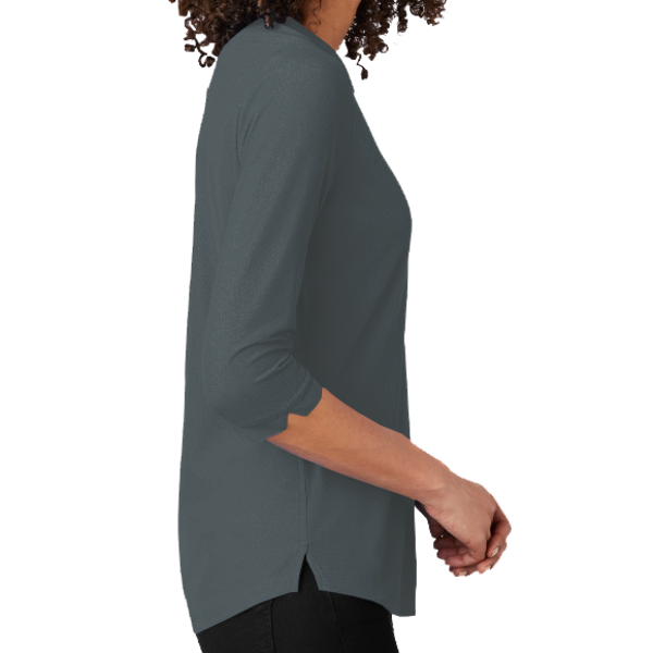 OGIO Women's Jewel Henley, Diesel Grey, Right Sleeve view