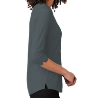 OGIO Women's Jewel Henley, Diesel Grey, Right Sleeve view