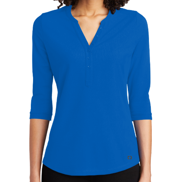 OGIO Women's Jewel Henley, Electric Blue, Front view