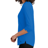 OGIO Women's Jewel Henley, Electric Blue, Left Sleeve view