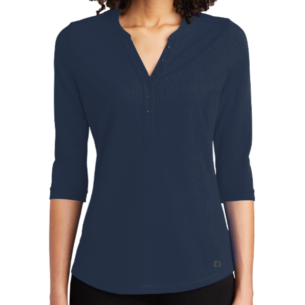 OGIO Women's Jewel Henley, Navy, Front view