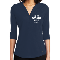 OGIO Women's Jewel Henley, Navy, Front view, Mockup