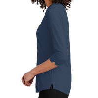 OGIO Women's Jewel Henley, Navy, Left Sleeve view