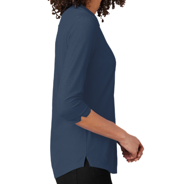 OGIO Women's Jewel Henley, Navy, Right Sleeve view