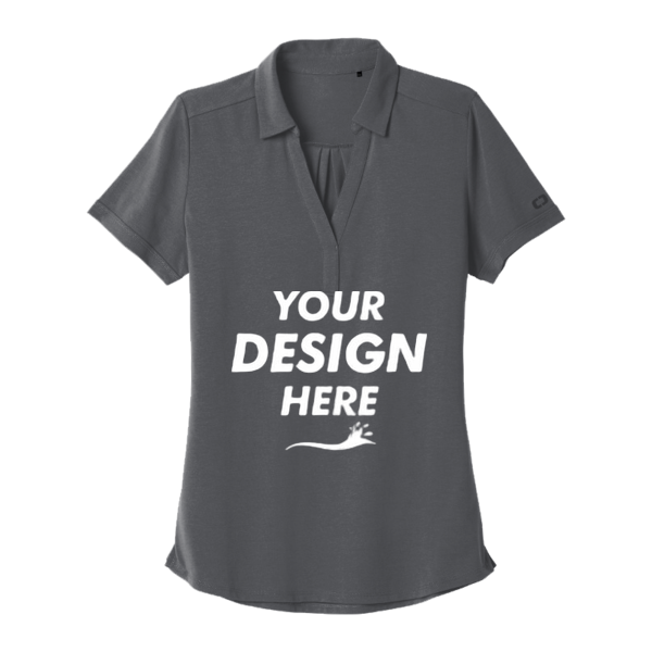 OGIO Women's Limit Polo, Diesel Grey, Front view, Mockup
