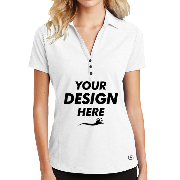 OGIO Women's Onyx Polo, White, Front view, Mockup