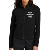 OGIO Women's Outstretch Full Zip, Blacktop, Front view, Mockup
