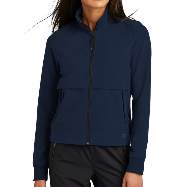OGIO Women's Outstretch Full Zip, River Blue Navy, Front view