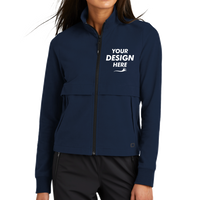 OGIO Women's Outstretch Full Zip, River Blue Navy, Front view, Mockup