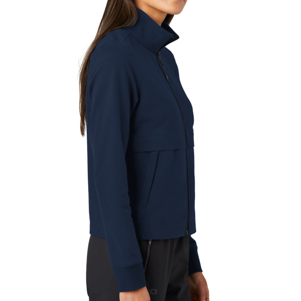 OGIO Women's Outstretch Full Zip, River Blue Navy, Right Sleeve view
