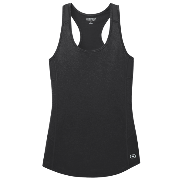OGIO Women's Racerback Pulse Tank, Blacktop, Front view