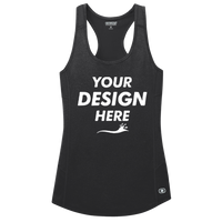 OGIO Women's Racerback Pulse Tank, Blacktop, Front view, Mockup