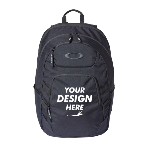 Oakley 24L Gearbox 5-Speed Backpack, Black / Black, Front view, Mockup