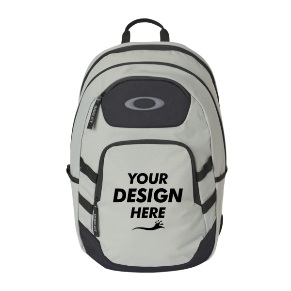 Oakley 24L Gearbox 5-Speed Backpack, Stone Grey / Stone Grey, Front view, Mockup