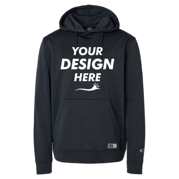 Oakley Men's Team Issue Hydrolix Hooded Sweatshirt, Blackout, Front view, Mockup