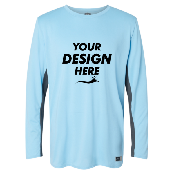 Oakley Men's Team Issue Hydrolix Long Sleeve T-Shirt, Carolina Blue, Front view, Mockup