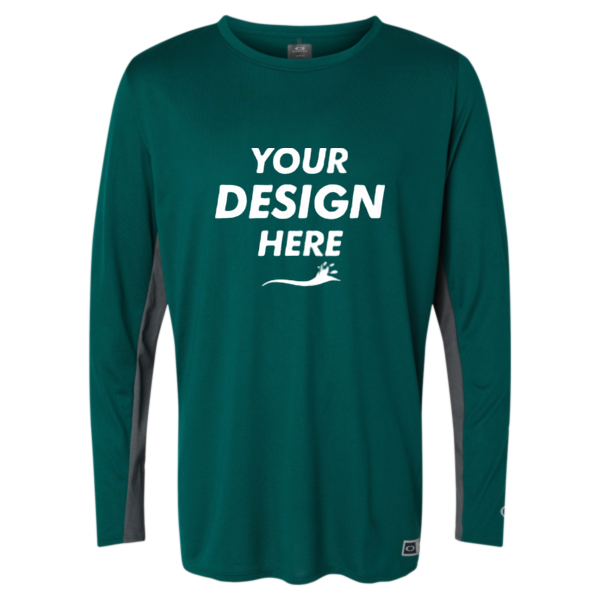 Oakley Men's Team Issue Hydrolix Long Sleeve T-Shirt, Team Fir, Front view, Mockup