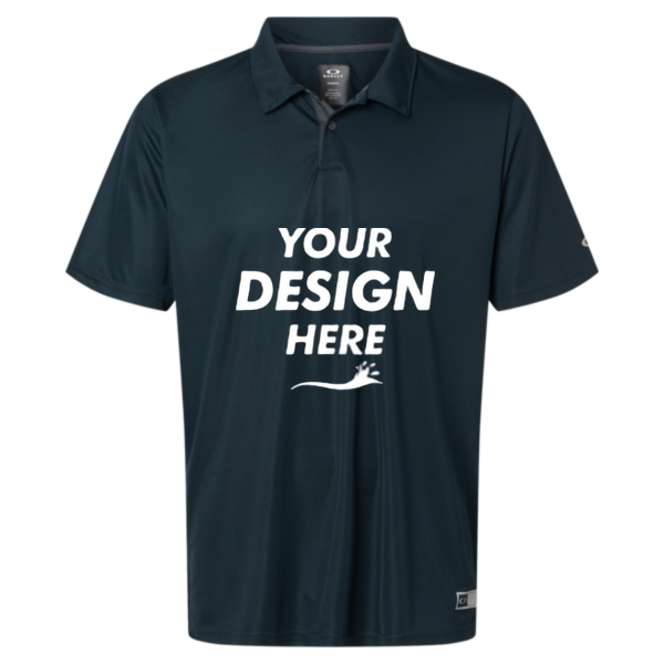 Oakley Men's Team Issue Hydrolix Polo, Blackout, Front view, Mockup