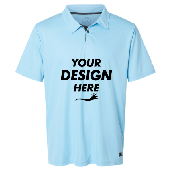 Oakley Men's Team Issue Hydrolix Polo, Carolina Blue, Front view, Mockup