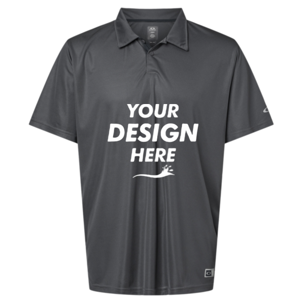 Oakley Men's Team Issue Hydrolix Polo, Forged Iron, Front view, Mockup