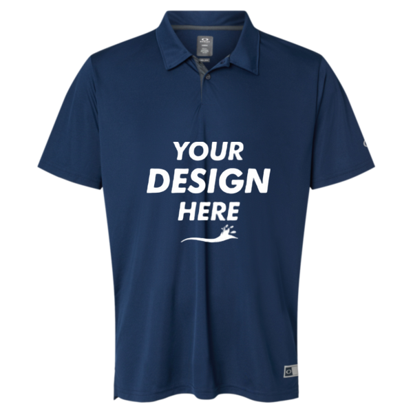 Oakley Men's Team Issue Hydrolix Polo, Team Navy, Front view, Mockup
