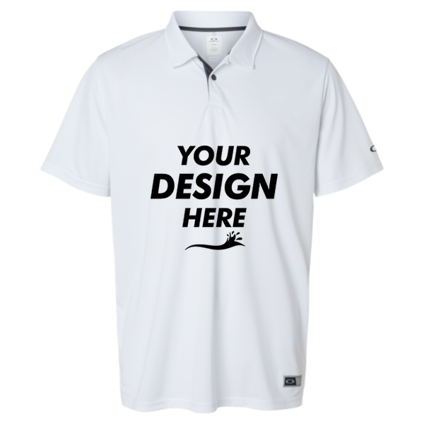 Oakley Men's Team Issue Hydrolix Polo, White, Front view, Mockup