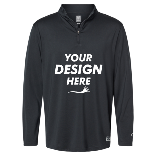 Oakley Men's Team Issue Podium Quarter-Zip Pullover, Blackout, Front view, Mockup