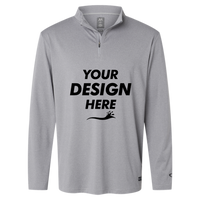 Oakley Men's Team Issue Podium Quarter-Zip Pullover, New Granite Heather, Front view, Mockup
