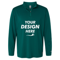 Oakley Men's Team Issue Podium Quarter-Zip Pullover, Team Fir, Front view, Mockup