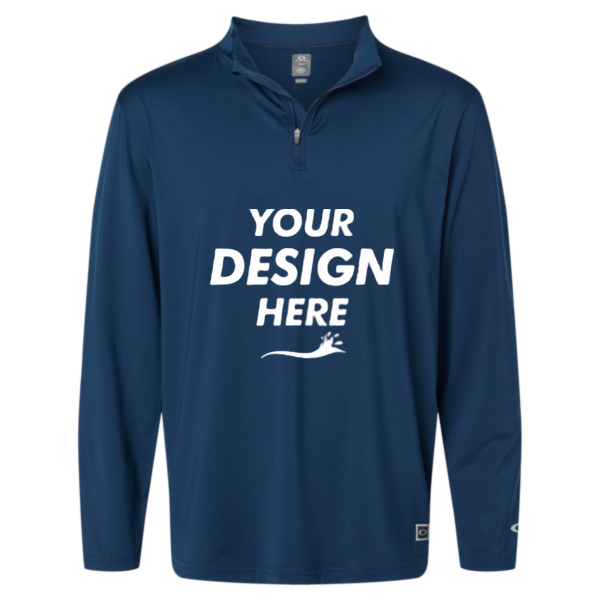 Oakley Men's Team Issue Podium Quarter-Zip Pullover, Team Navy, Front view, Mockup