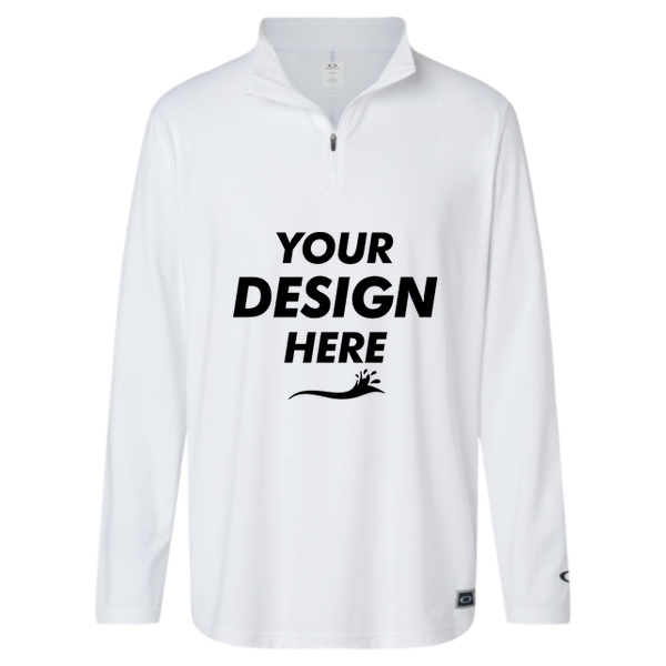 Oakley Men's Team Issue Podium Quarter-Zip Pullover, White, Front view, Mockup