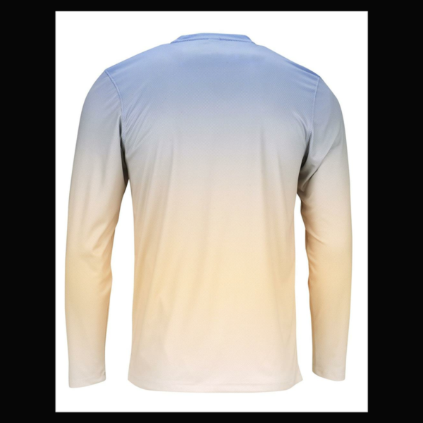Paragon Unisex Barbados Performance Pin Dot Long Sleeve T-Shirt, Bimini Blue / Peach, Back view