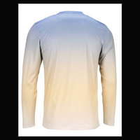 Paragon Unisex Barbados Performance Pin Dot Long Sleeve T-Shirt, Bimini Blue / Peach, Back view