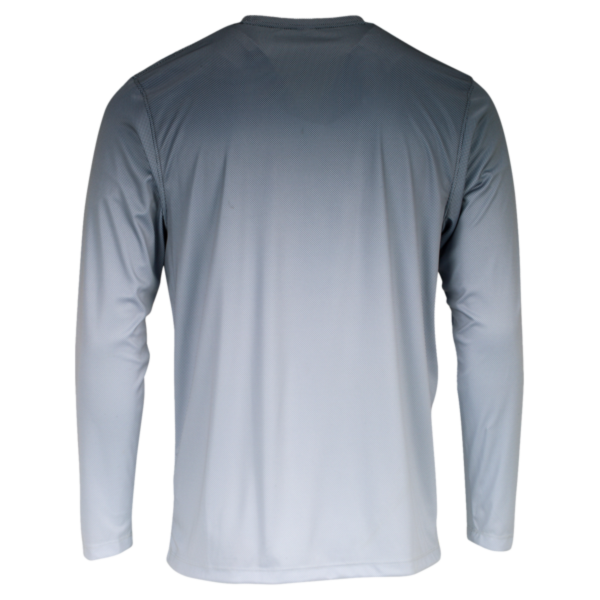 Paragon Unisex Barbados Performance Pin Dot Long Sleeve T-Shirt, Black / Light Charcoal, Back view