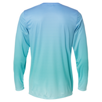 Paragon Unisex Barbados Performance Pin Dot Long Sleeve T-Shirt, Blue Mist / Light Teal, Back view