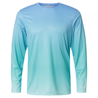 Paragon Unisex Barbados Performance Pin Dot Long Sleeve T-Shirt, Blue Mist / Light Teal, Front view