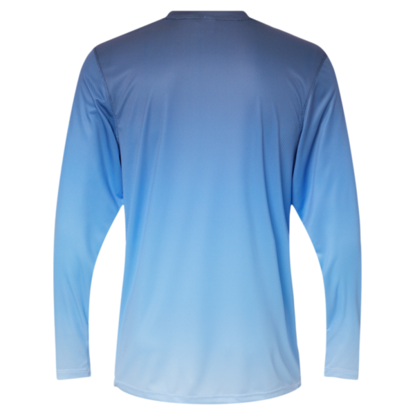 Paragon Unisex Barbados Performance Pin Dot Long Sleeve T-Shirt, Navy / Blue Mist, Back view