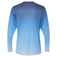Paragon Unisex Barbados Performance Pin Dot Long Sleeve T-Shirt, Navy / Blue Mist, Back view