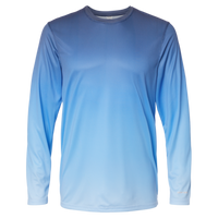 Paragon Unisex Barbados Performance Pin Dot Long Sleeve T-Shirt, Navy / Blue Mist, Front view