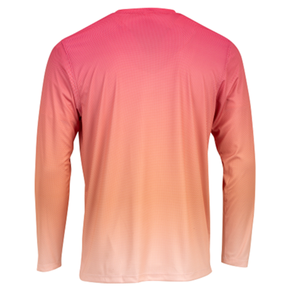 Paragon Unisex Barbados Performance Pin Dot Long Sleeve T-Shirt, Red / Light Orange, Back view
