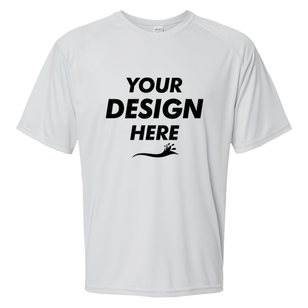 Paragon Unisex Islander Performance T-Shirt, Aluminum, Front view, Mockup