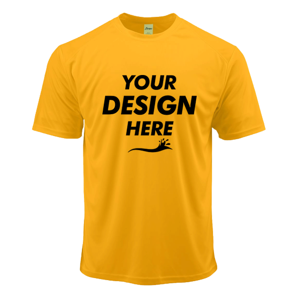 Paragon Unisex Islander Performance T-Shirt, Gold, Front view, Mockup