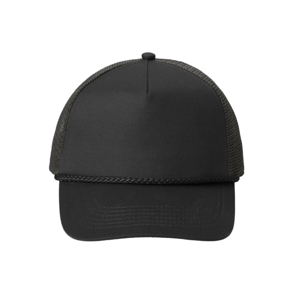 Port Authority 5 Panel Snapback Cap, Black, Front view