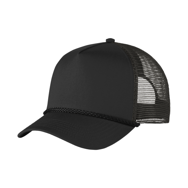 Port Authority 5 Panel Snapback Cap, Black, Left Side view