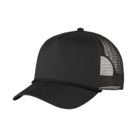 Port Authority 5 Panel Snapback Cap, Black, Left Side view