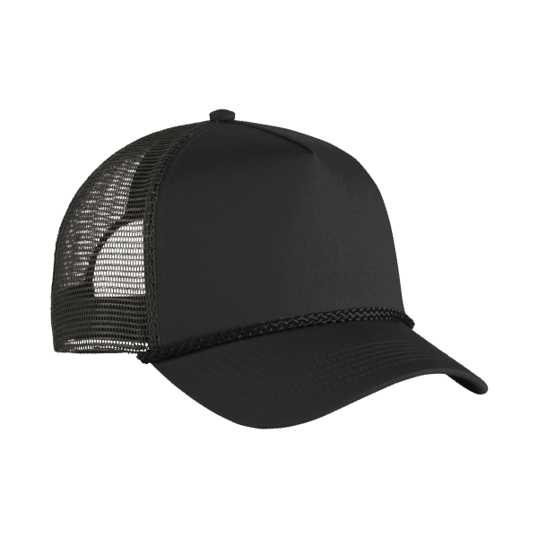 Port Authority 5 Panel Snapback Cap, Black, Right Side view