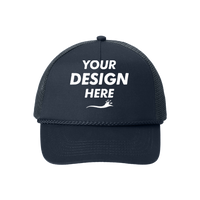 Port Authority 5 Panel Snapback Cap, Navy, Front view, Mockup